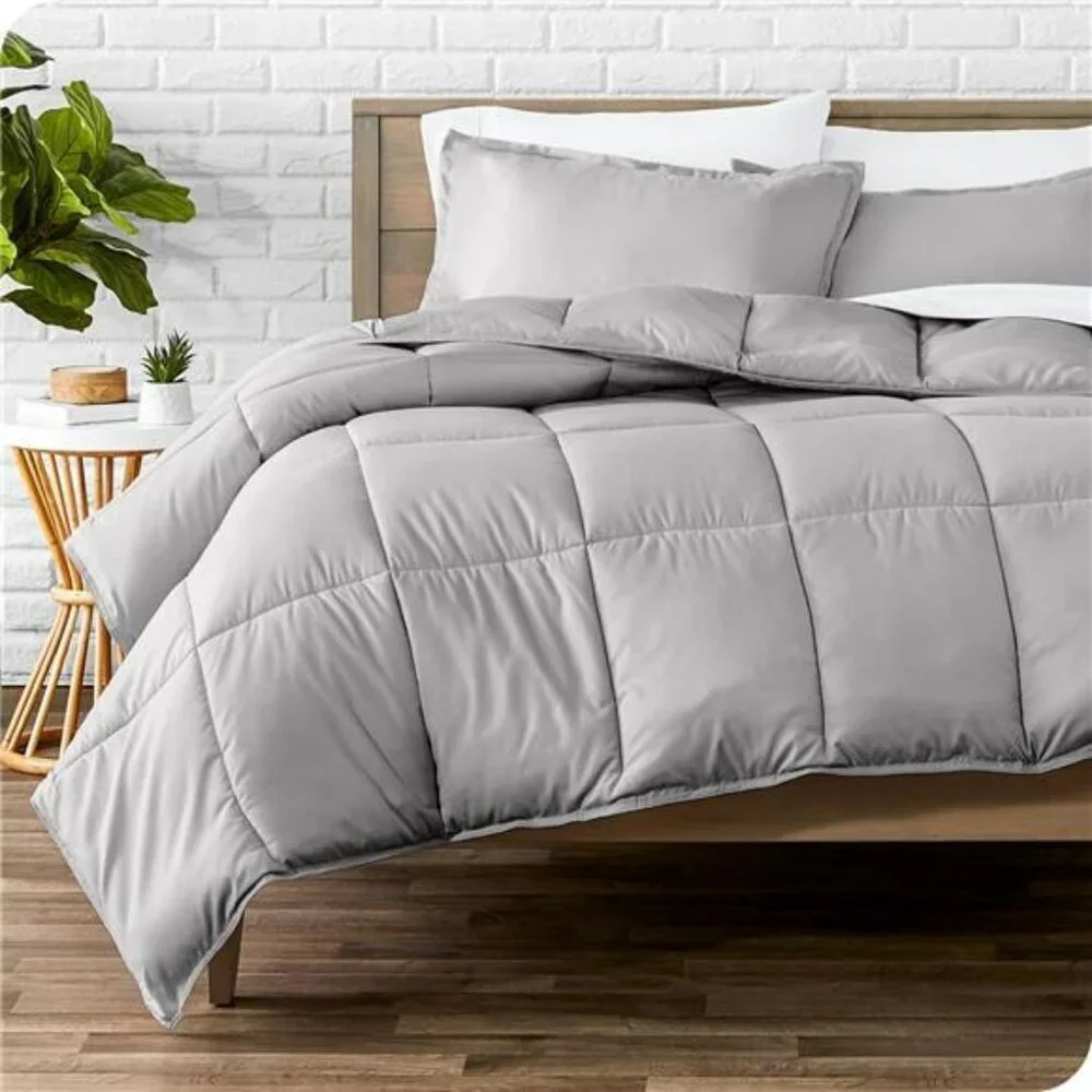 Bare Home Queen Comforter Set Light Grey Down Alternative Ultra Soft Bedding